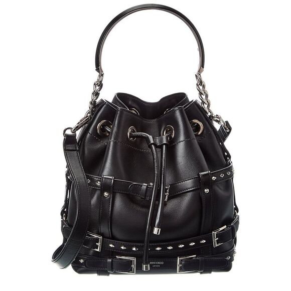 Jimmy Choo Handbags - Jimmy Choo Bon Bon Leather Bucket Bag, Black
